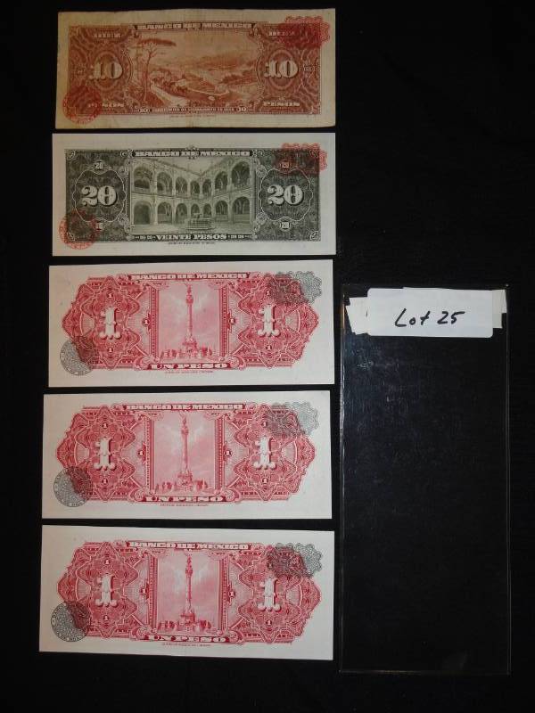Five 1969 Mexico Uncirculated Pesos