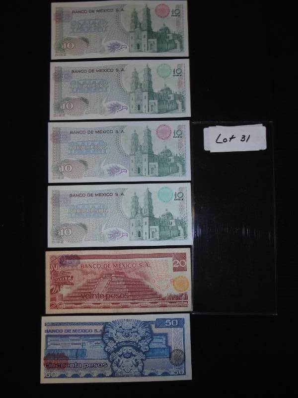 Six 1969 Mexico Uncirculated Pesos