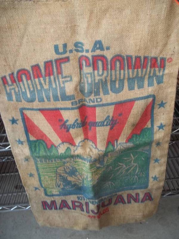 lot 202 image: Unique Vintage Burlap Sack