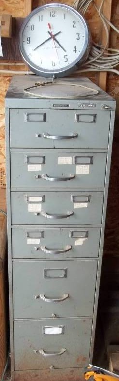 lot 285 image: File Cabinet And Wall Clock