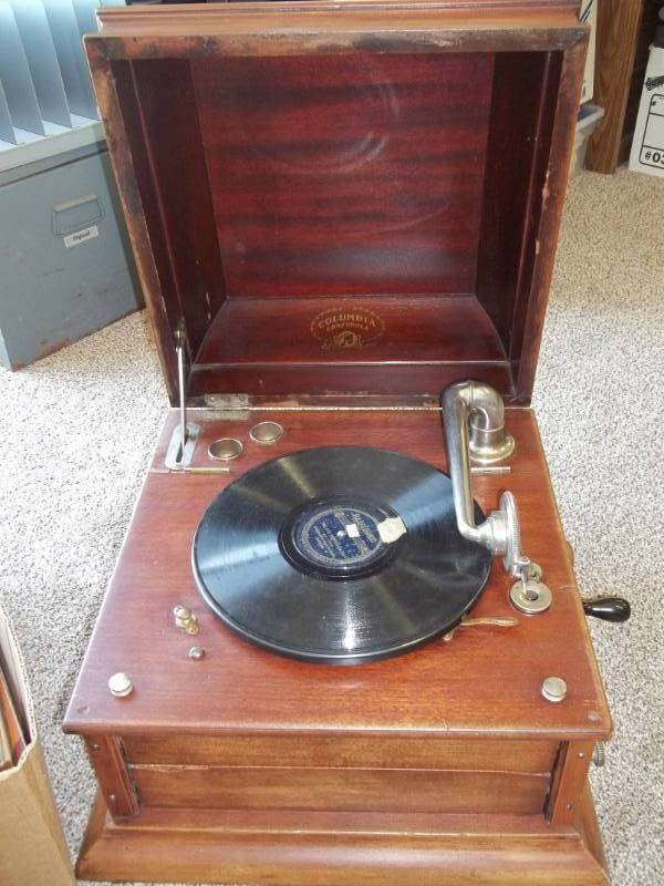 lot 380 image: Antique Record Player and Some Records