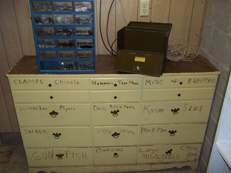 lot 381 image: Hardware, Record Case, and Garage Storage