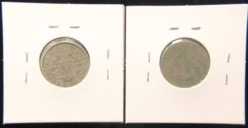 2 LIBERTY V NICKELS 1887 1892