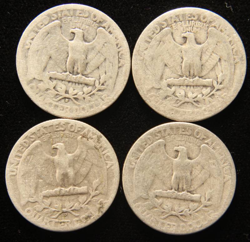 4 WASHINGTON QUARTERS 1944 1944-D 1944-S 1945