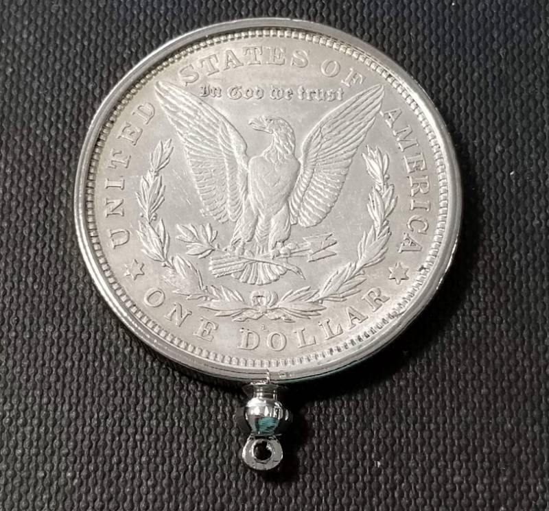 1921-D MORGAN SILVER DOLLAR IN BEZEL