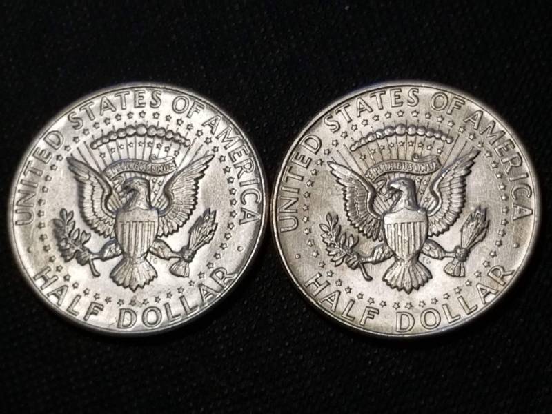 2 AU-UNC 1964 KENNEDY SILVER HALF DOLLARS