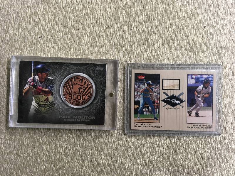 2 Paul Molitor Relic Cards- 1 Is A Game Used Bat