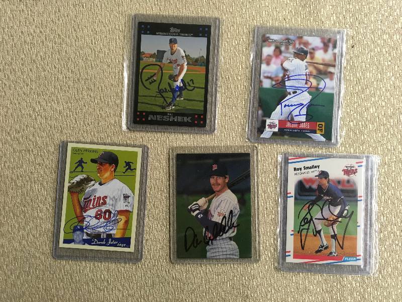 5 Autographed Minnesota Twins Cards