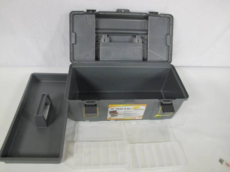 lot 9 image: Plano Grab N Go 20 in. Tool Box with Tray and Two Removable Stowaways