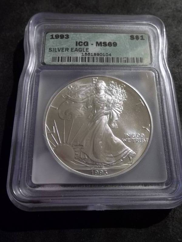 1993 Silver Eagle In Graded Holder MS69