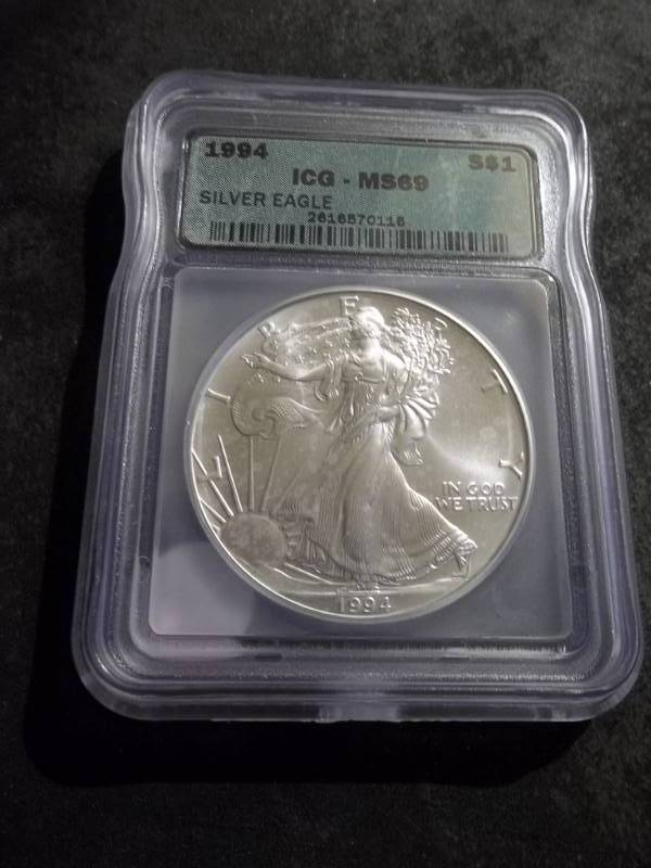 1994 Silver Eagle In Graded Holder MS69