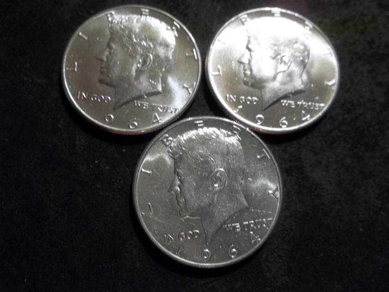 3-1964 JFK Silver Half Dollars 90%