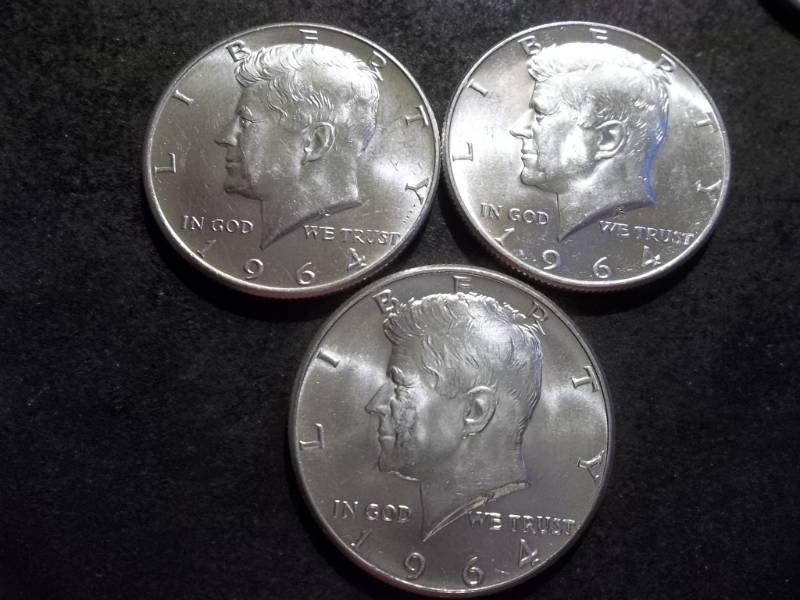 3-1964 JFK Silver Half Dollars 90%