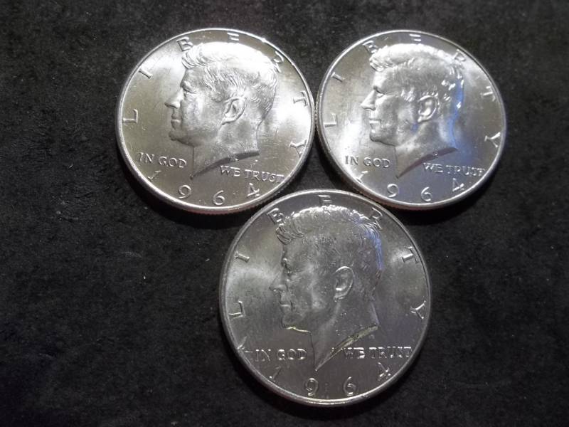 3-1964 JFK Silver Half Dollars 90%