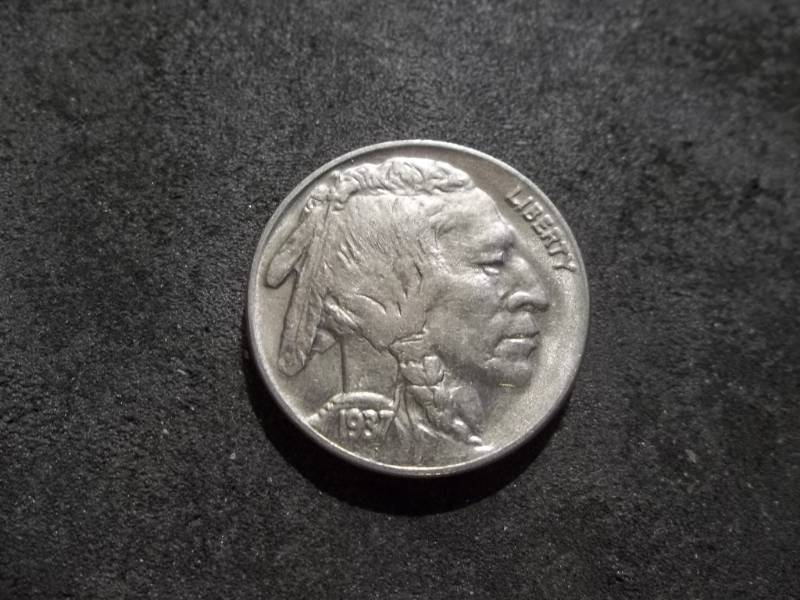 1937 D Buffalo Nickel BU. Double Die