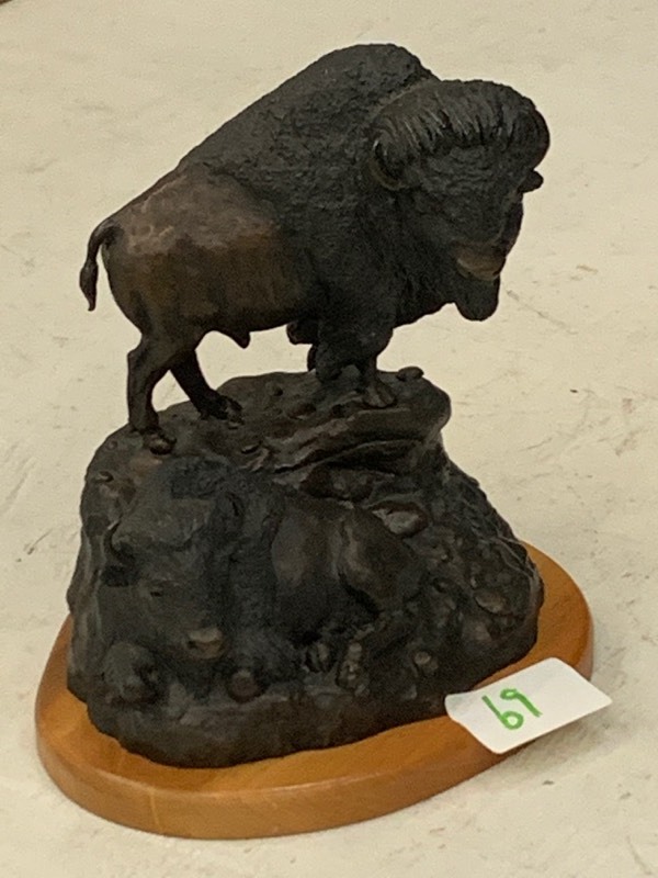 lot 69 image: 3D Metal Buffalo Statue
