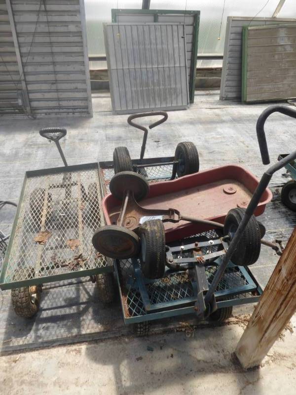 lot 60 image: Lot of Three Steel Garden Carts & Wagon