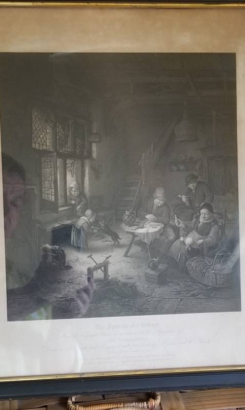 lot 72 image: Vintage English Etching - The Interior of a Cottage