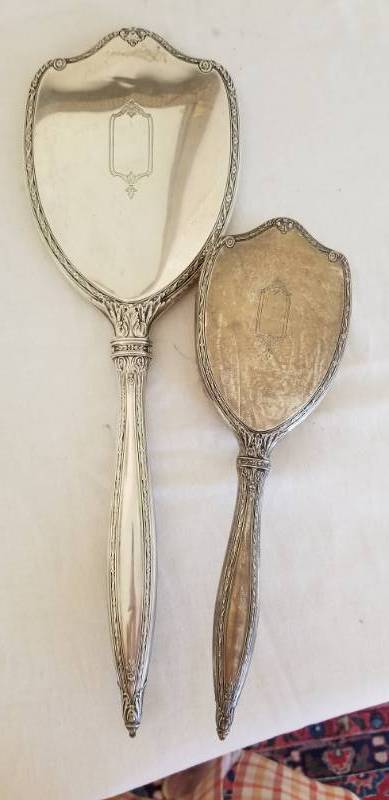 lot 10 image: International Sterling Silver Mirror and Brush Dresser Set