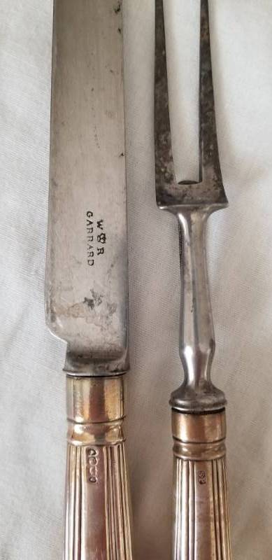 lot 12 image: Silverplate Carving Set  Meat Fork and Knife
