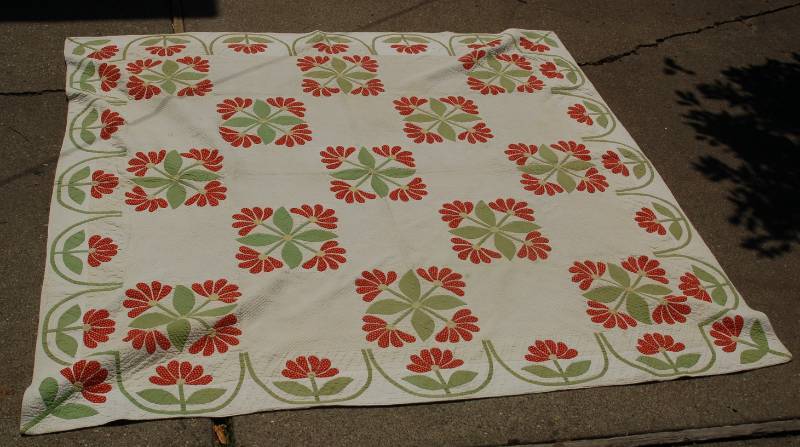 lot 43 image: Collection of 3 Vintage Feed-Sack, Hand-Stitched Quilts