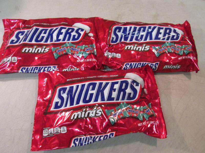 lot 68 image: 3 Bags of Snickers Minis Best by Ju...