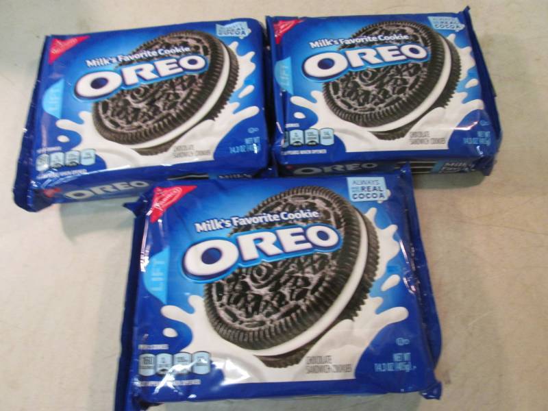 lot 73 image: 3 Packs of Oreo Cookies Best by Apr...