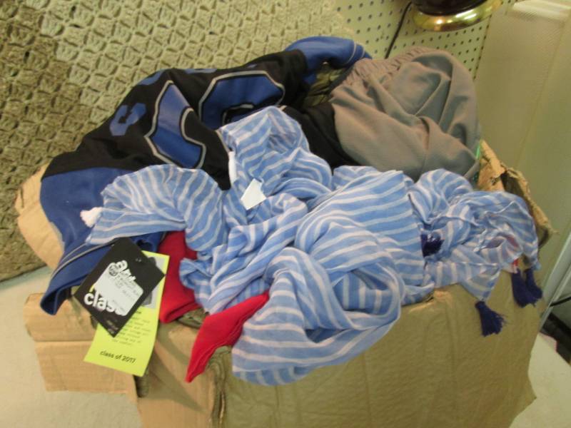 lot 135 image: Box Full of Misc Clothes and Scarve...