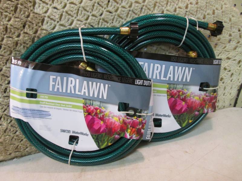 lot 140 image: Lot of 2 Fairlawn 25 ft Garden Hose...
