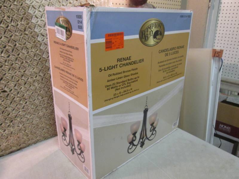 lot 218 image: Hampton Bay Renae 5-Light Rubbed Br...