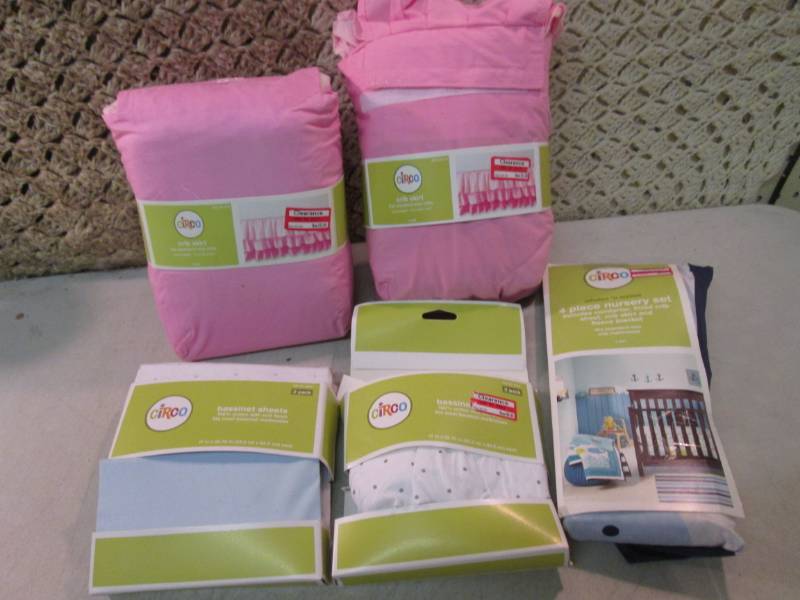 lot 224 image: Lot of Crib Skirts Bassinet Sheets ...