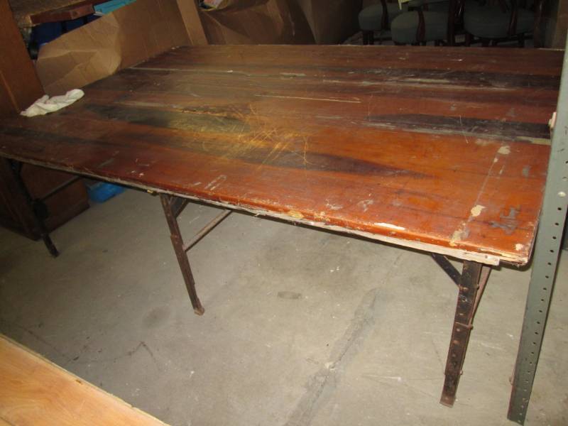 lot 304 image: Large wood topped work table