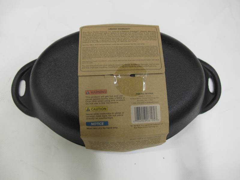 Mr. Bar-B-Q Oval Cast Iron Grilling Dish- NEW