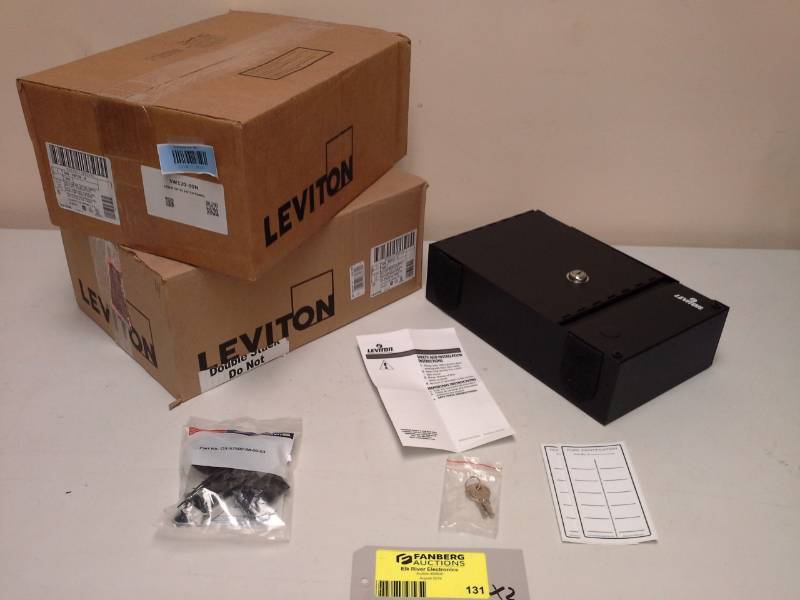 lot 131 image: Lot of (2) Leviton Fiber Optic Patch Panel Lock Box, Mounts, Keys