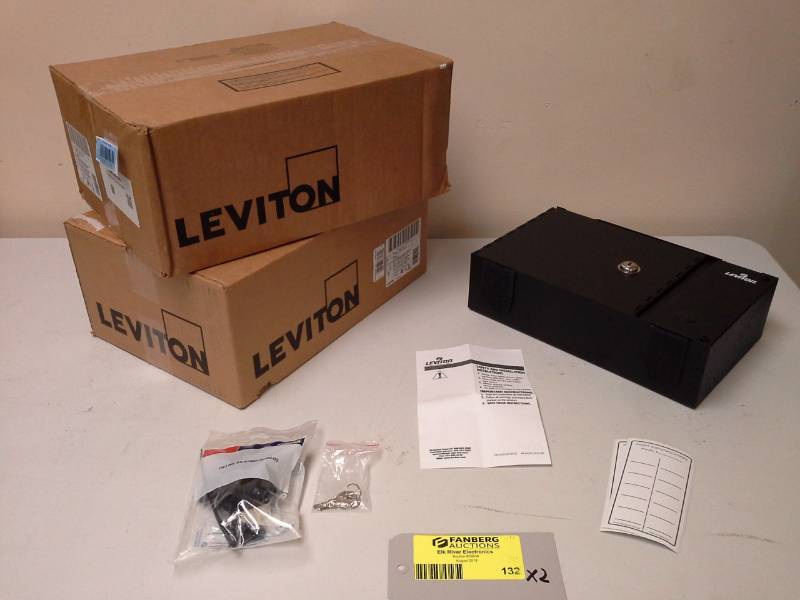 lot 132 image: Lot of (2) Leviton Fiber Optic Patch Panel Lock Box, Mounts, Keys
