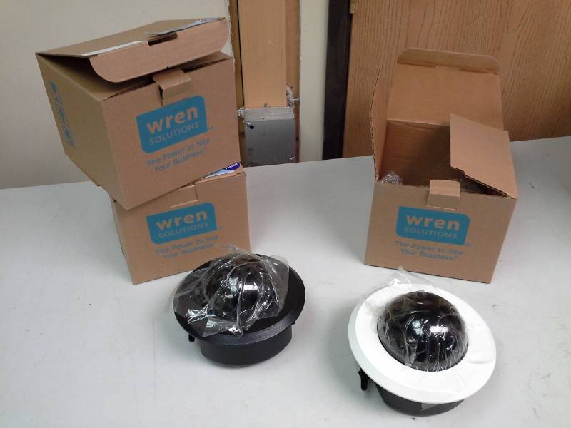 lot 134 image: Lot of (3) Wren Solutions Miniglobe Recessed Black Dome Food Court MGR4BB-D-AXFX2D-C