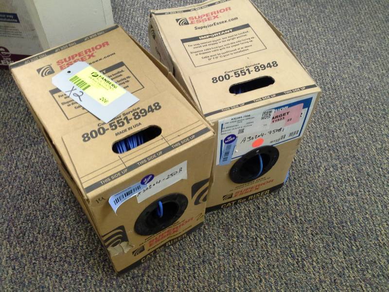 lot 206 image: Lot of (2) Superior Essex Cat5e Riser Cable Blue Generic Box