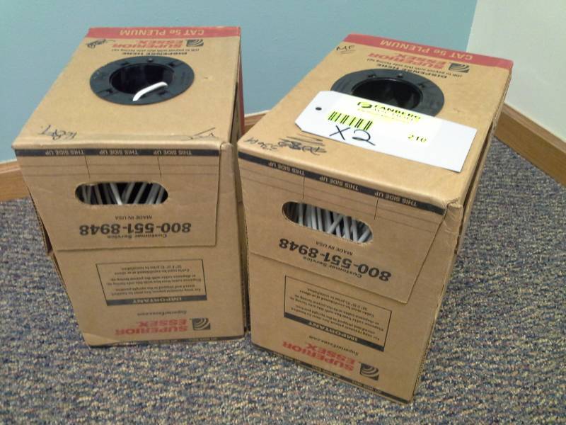 lot 210 image: Lot of (2) Superior Essex 4x24 Marathon Cat5e CMPWH500FPB Box