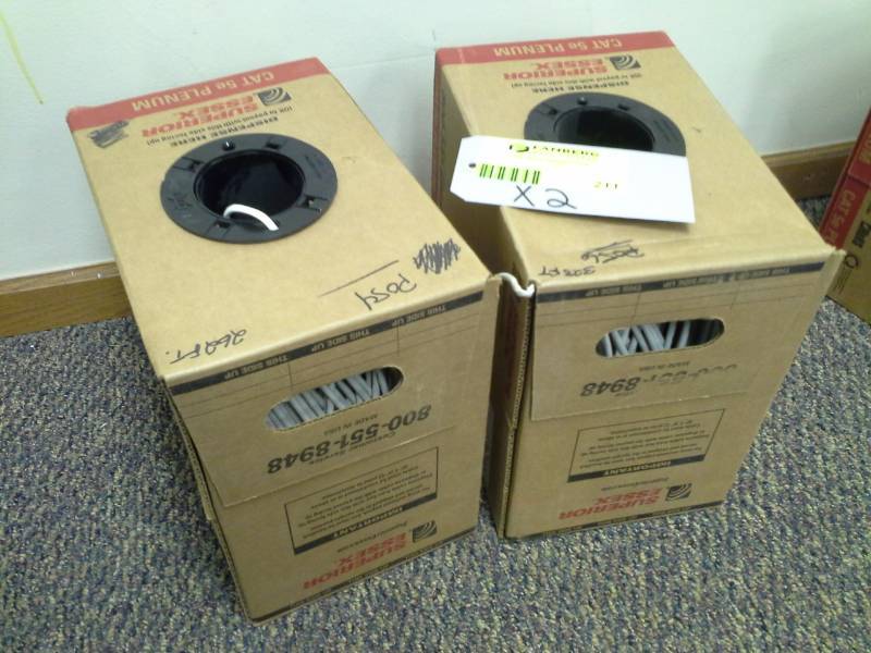 lot 211 image: Lot of (2) Superior Essex 4x24 Marathon Cat5e CMPWH500FPB Box