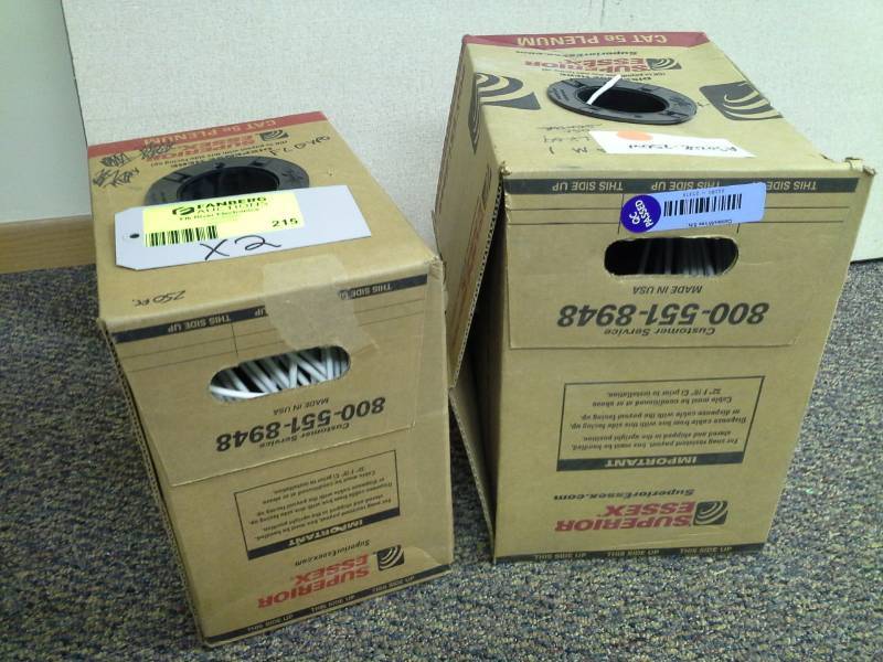 lot 215 image: Lot of (2) Superior Essex 4x24 Marathon Cat5e CMPWH500FPB Box