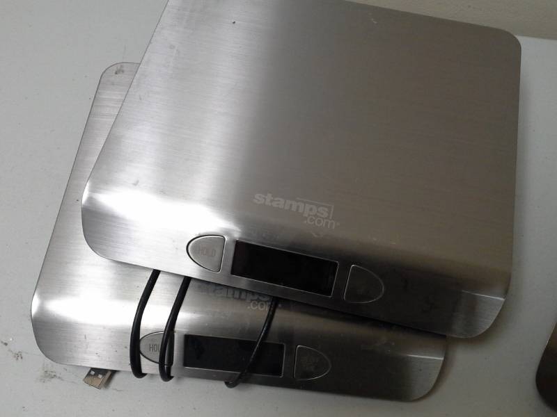 lot 146B image: Lot of (2) Stamps.com Stainless Steel 35lb. Digital Postal Scale