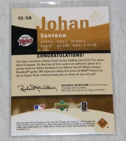 Johan Santana Game Used Jersey Super Swatch Relic 950