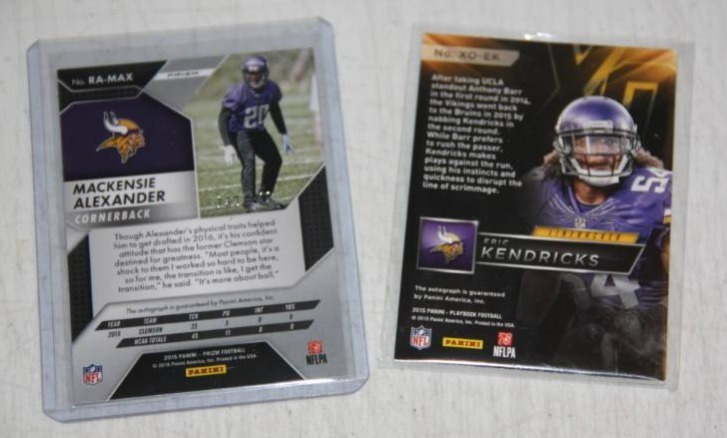 Mackensie Alexander Erick Kendricks Rookie Auto Lot  2 Cards