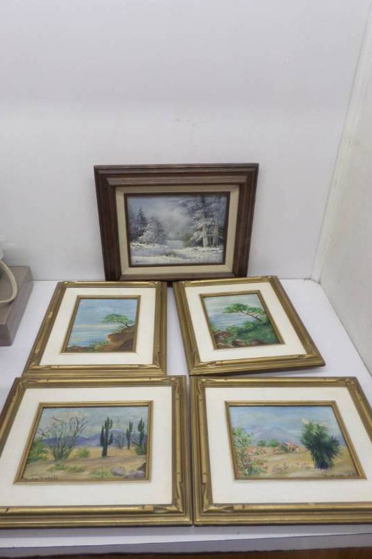 lot 81 image: Lot of 5 Painted and Framed Nature Pictures