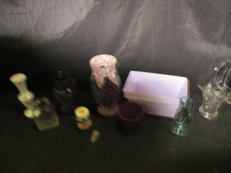 lot 133 image: Vases, Basket, Purple jar Basket and More