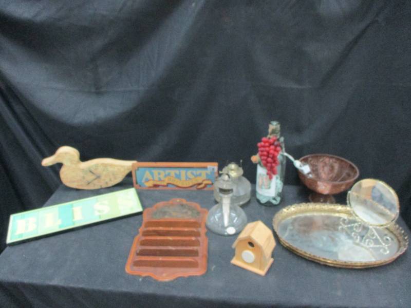 lot 29 image: Wood Duck, Mirror, Desk mirror and misc
