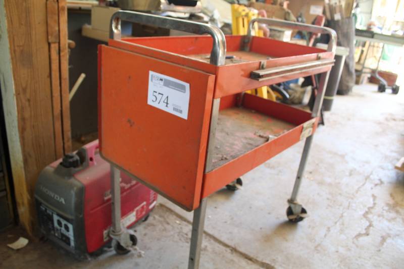lot 574 image: 2-Tier Rolling Metal Utility Cart