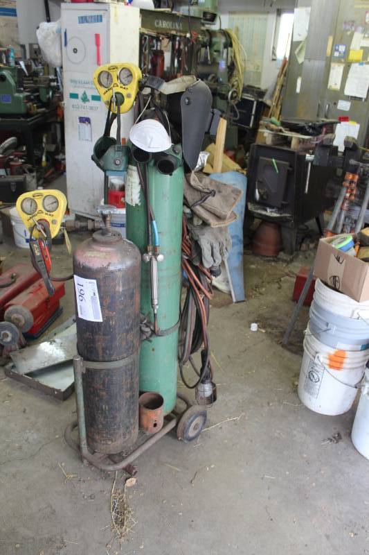 lot 196 image: Welder Tank Set with Cart, Accessories
