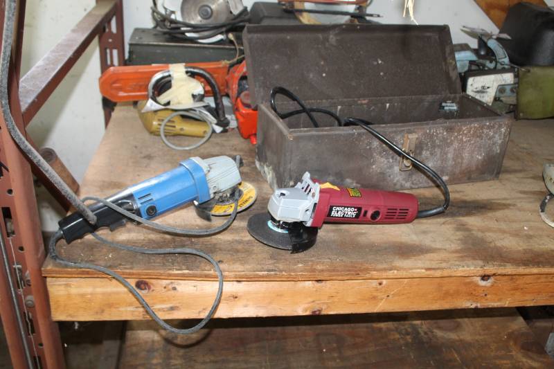 lot 213 image: Lot of (2) 4.5in. Angle Grinder, Chicago Electric Power Tools Heavy Duty 4.5in. Angle Grinder 91223