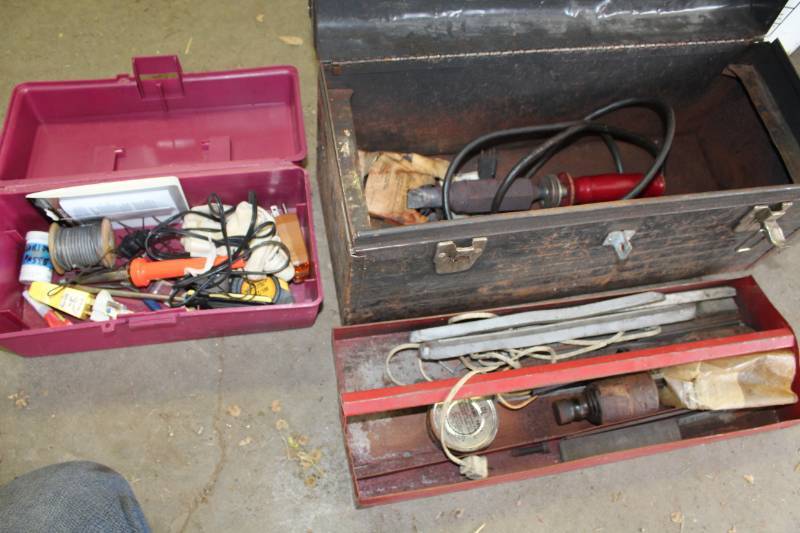 lot 222 image: Lot of (2) Metal Tool Boxes, Soldering Equipment